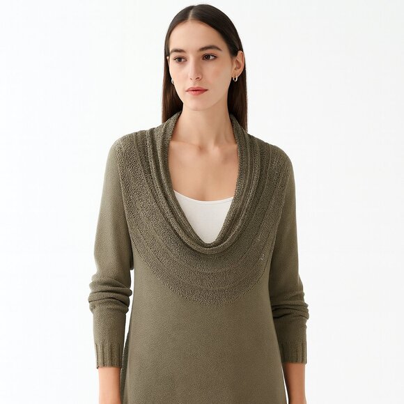 Sarah Pacini Olive Green Linen Blend Sweater One Size Italy Lagenlook Knit Top - Picture 2 of 16